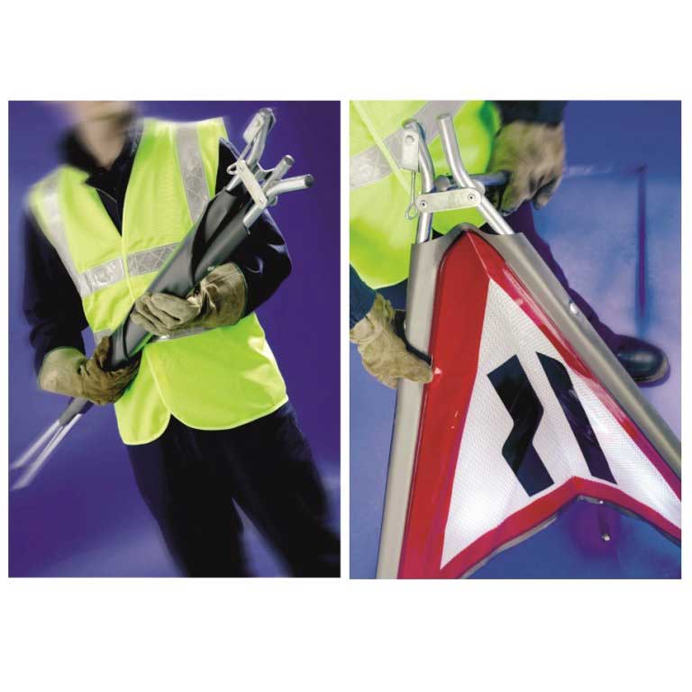 Roll-up Road Sign Fully Folded and During Assembly