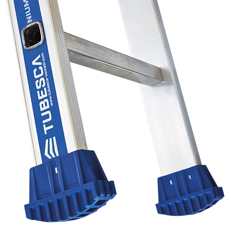 Aluminium ladder with slip resistant feet