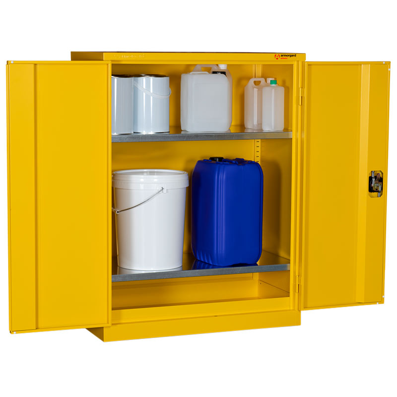 Armorgard Safestor COSHH cabinet with 2 shelves
