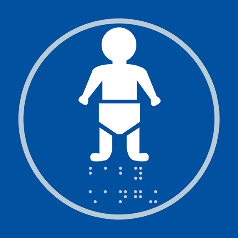 Baby changing blue taktyle braille sign