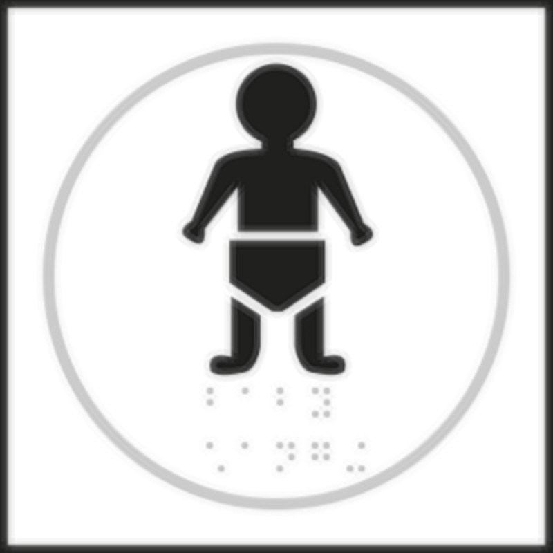 Baby changing white taktyle braille sign