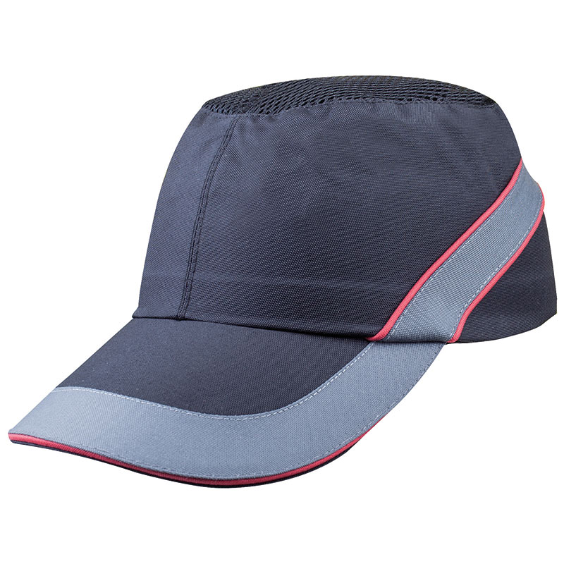 Baseball-style black and red bump cap