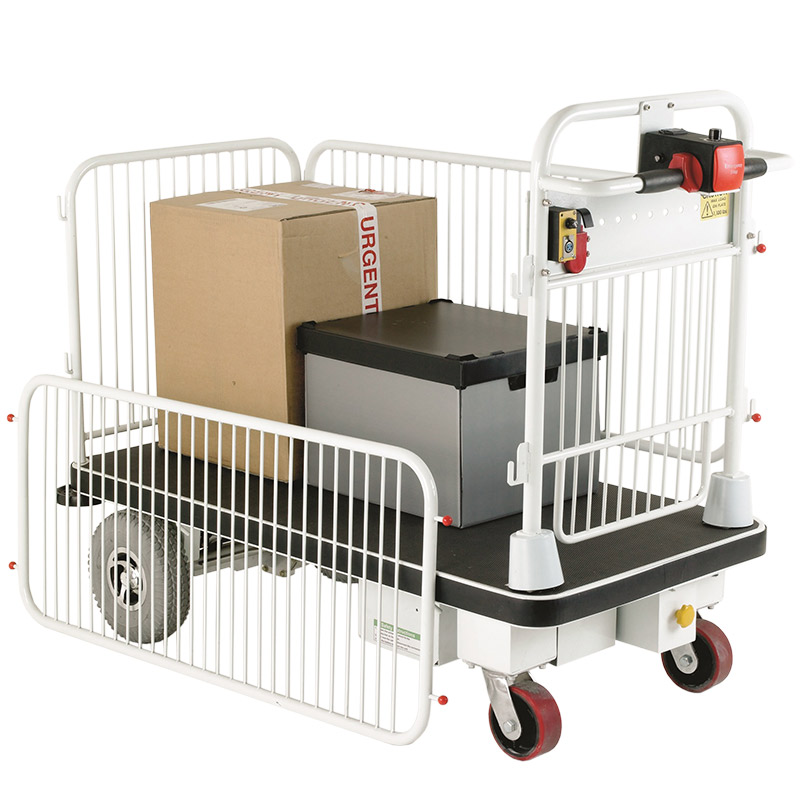Battery-powered 400kg platform truck with removable sides