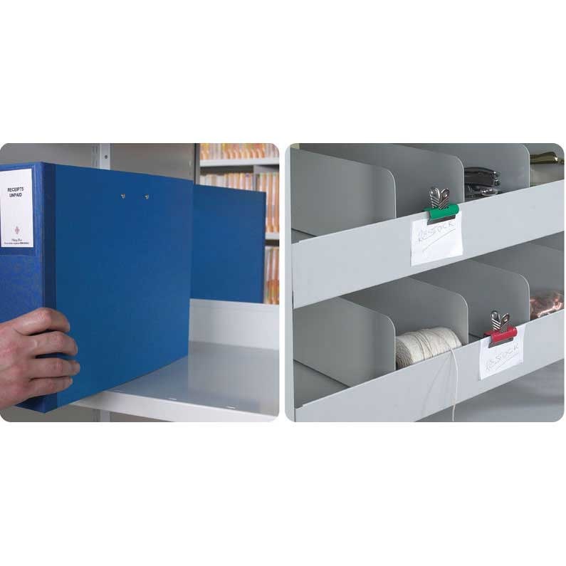 Stormor shelving bin fronts and back stops