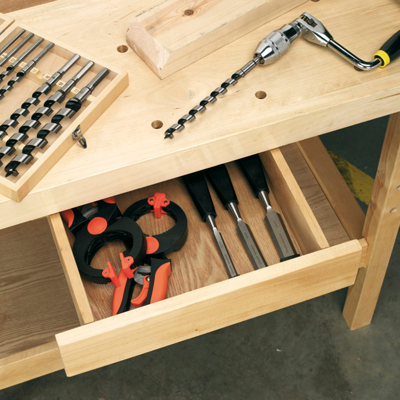 Birchwood woodworking bench drawer