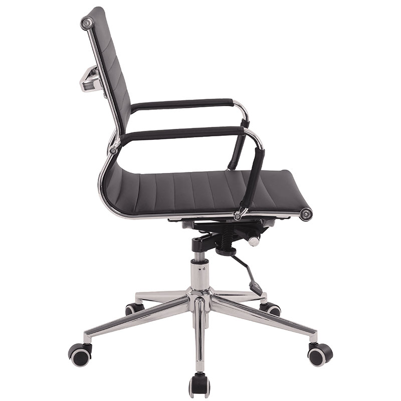 Black classic leather executive office chair with chrome detailing