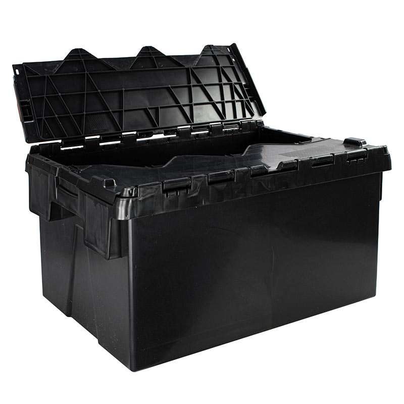 Black Euro container with attached lid