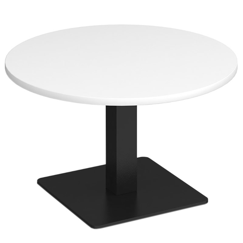 Brescia circular coffee table with white top and black square base