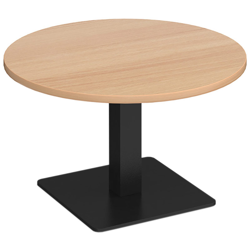 Brescia circular coffee table with square black base and beech top