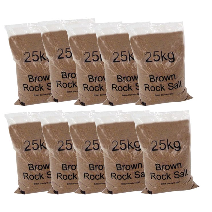 Bulk Pallets of Dry Brown Rock Salt Bags