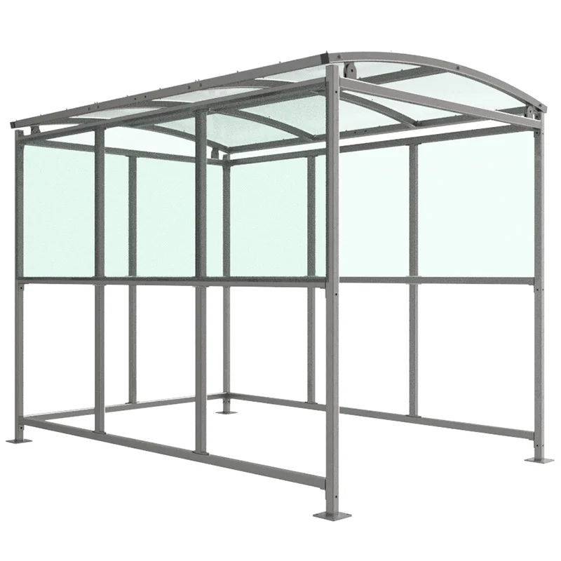Smoking shelter with galvanised steel frame - 3 metre