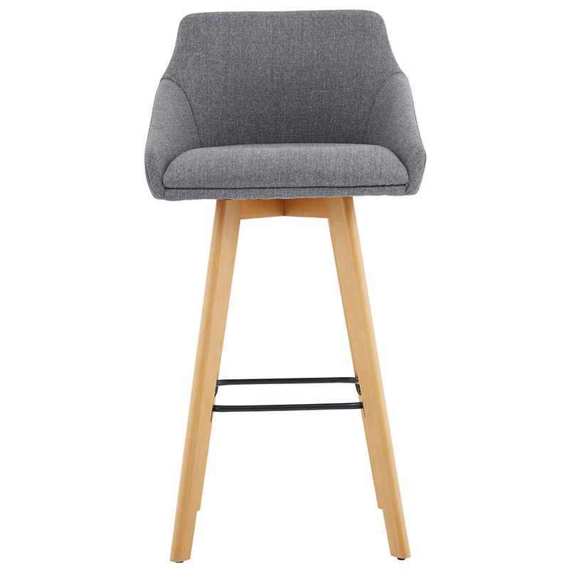 Carmen wooden leg stool with grey fabric upholstery