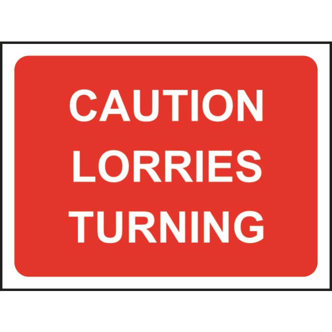 Caution Lorries Turning Road Sign