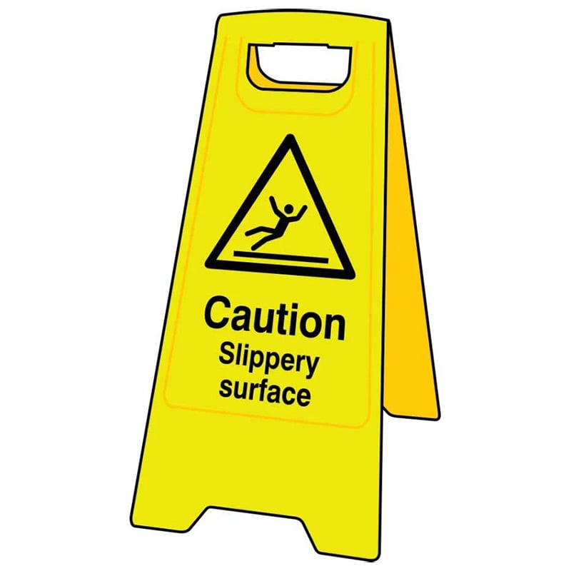 Yellow Caution Slippery Surface Floor Sign Stand
