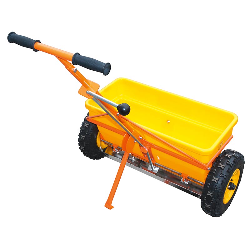 Cemo KS35-E 35L drop salt spreader with pneumatic tyres