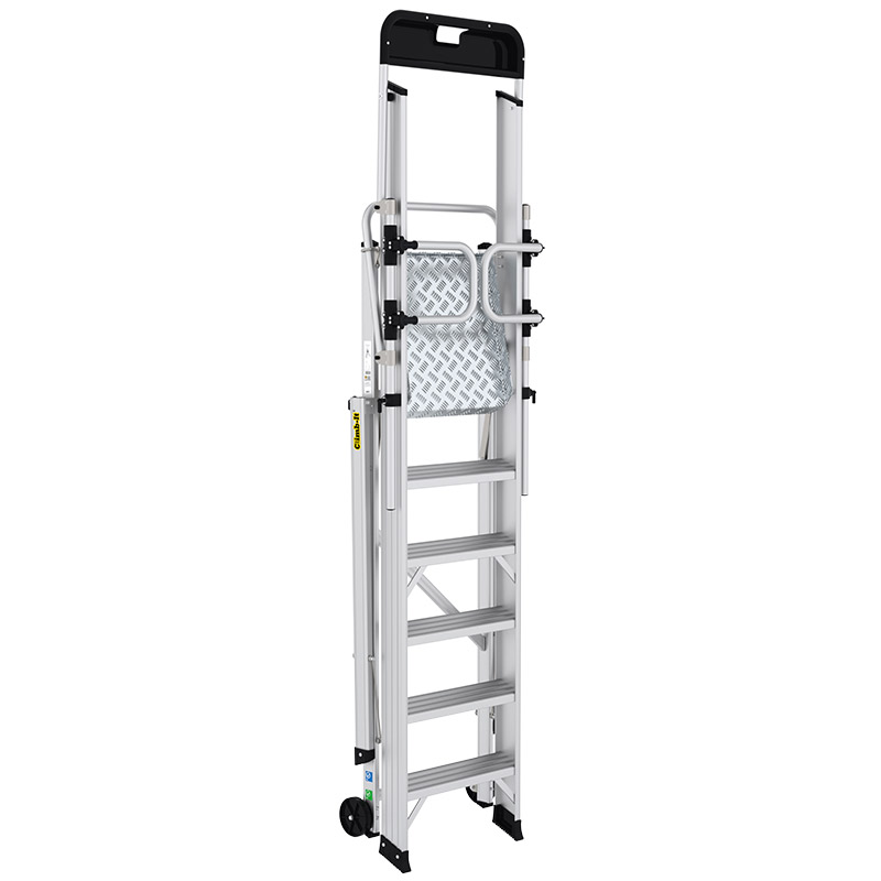 6-tread Climb-It folding steps with large platform and safety gates