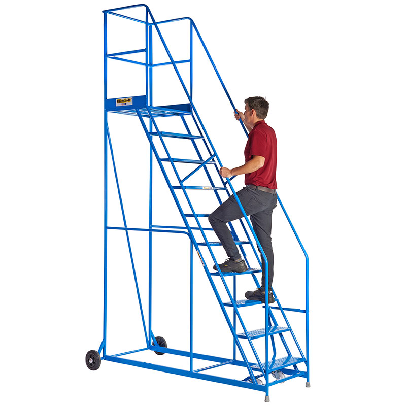 Climb-it 10 tread blue warehouse safety steps