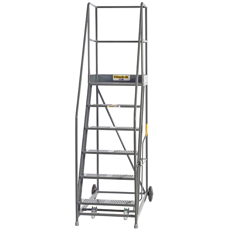 Climb-it 6-tread grey warehouse safety steps