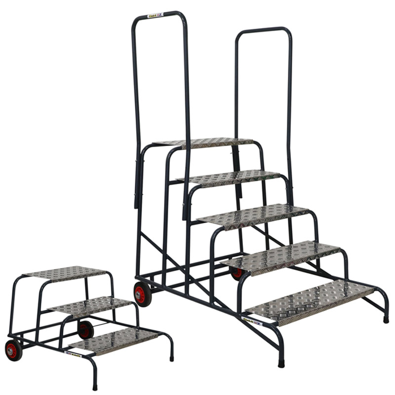 Climb It work platforms with wide checker plate step treads