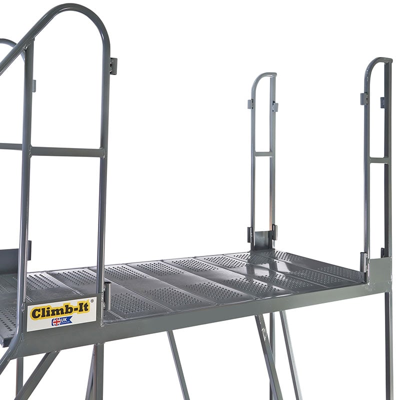 Climb-It work platform with removable handrails