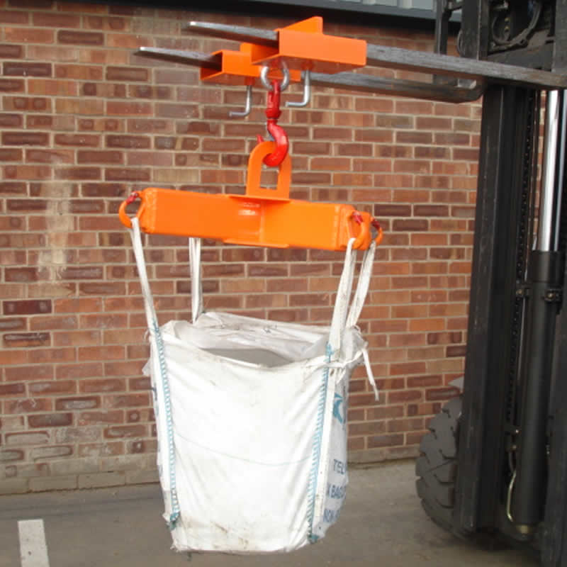 crane slung bulk bag carrier on forklift hook