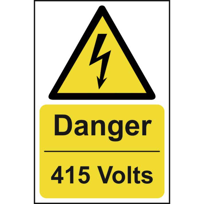 Danger 415 volts electricity warning sign
