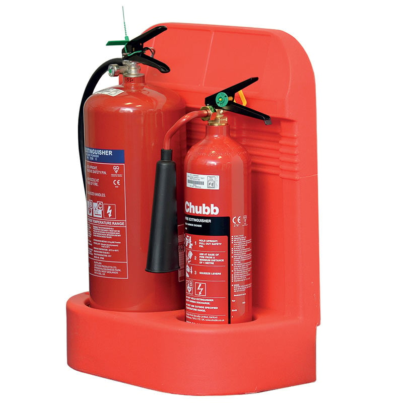 Deep recess double fire extinguisher stand with back panel -E415258