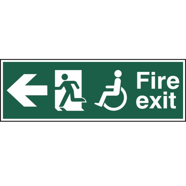 Disabled Fire Exit Running Man Arrow Left Sign