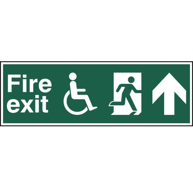 Disabled Fire Exit Running Man Arrow Up Sign
