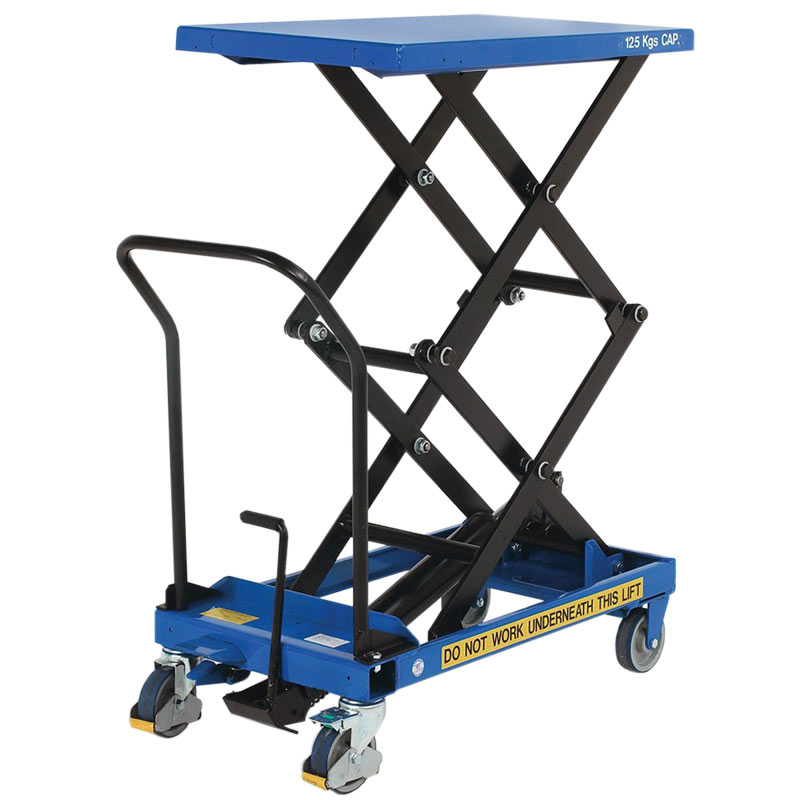 Mobile double scissor lift table