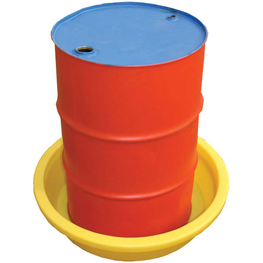 Yellow oil drum spill tray