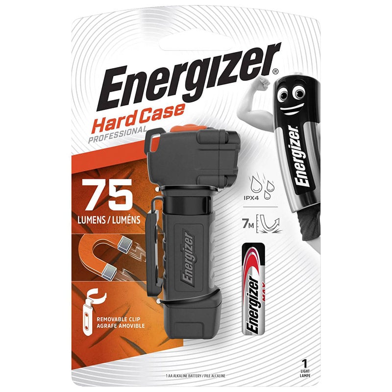 Energizer HardCase Professional 75 lumen multi-use torch with clip and magnet