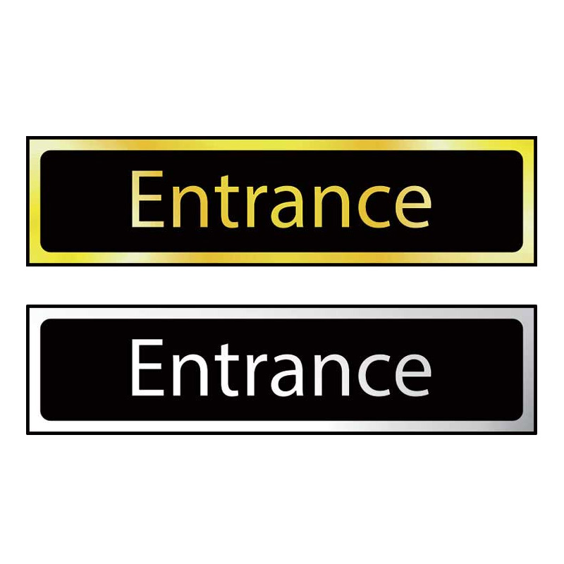 Entrance door signs in gold or chrome effect laminate - 50 x 200mm