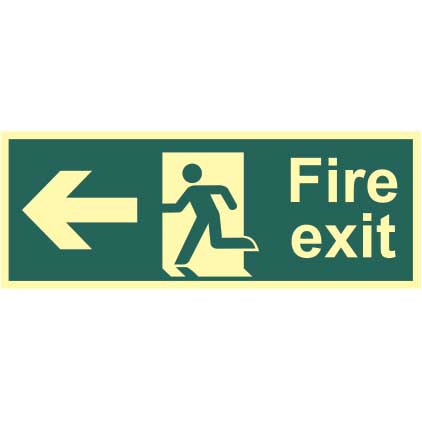 Fire Exit Arrow Left Photoluminescent Sign