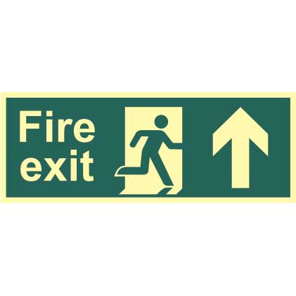 Fire Exit Arrow Up Photoluminescent Sign