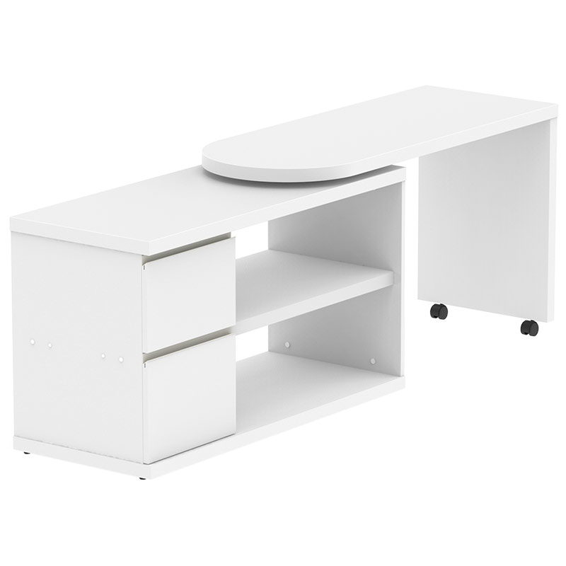 Fleur white smart storage desk extended