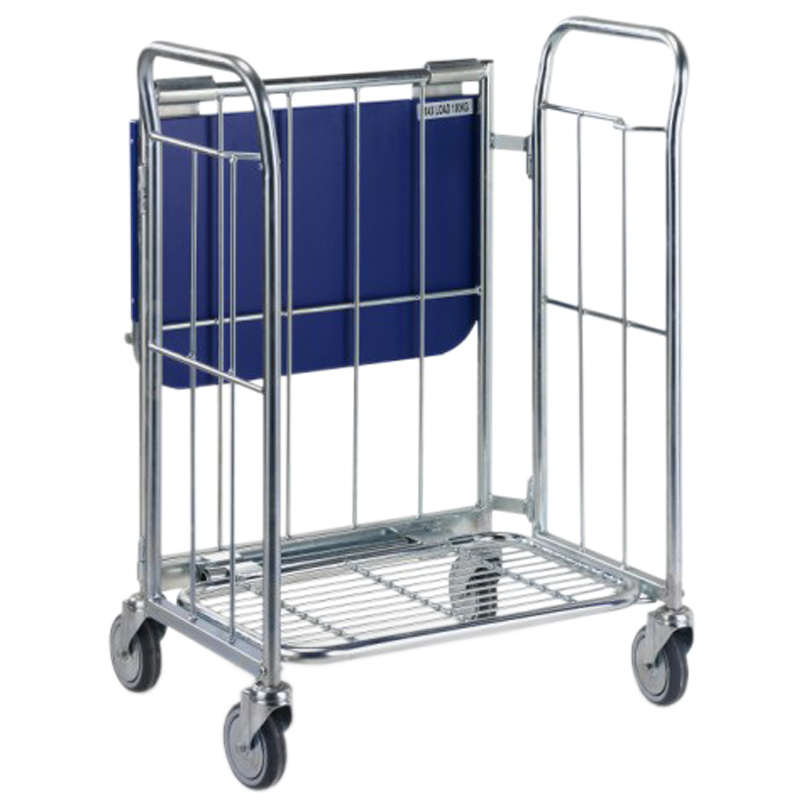 Folding picking trolley with folding shelf