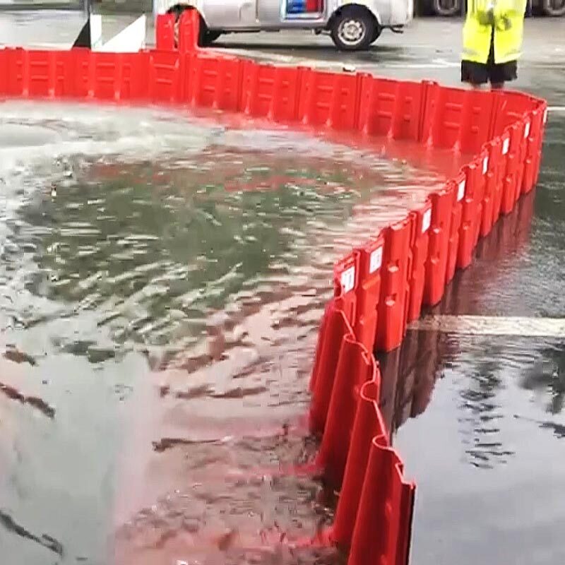 Boxwall flood barrier in use