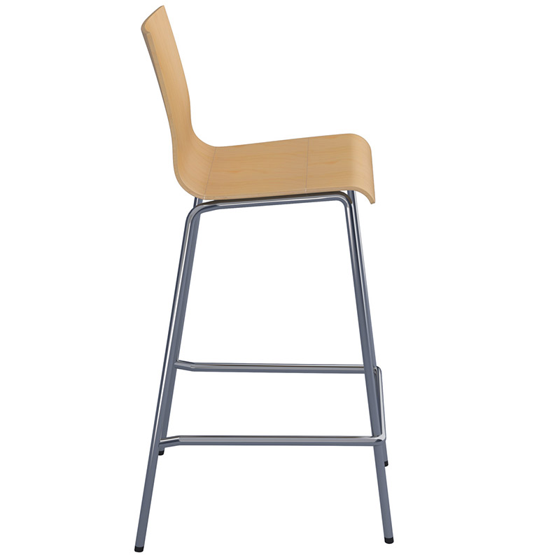 Fundamental stool beech seat and chrome legs