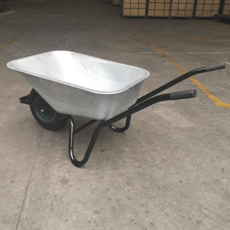 100 litre Galvanised Steel Pan Wheelbarrow - rear view