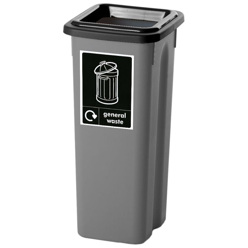 General waste bin with black lid