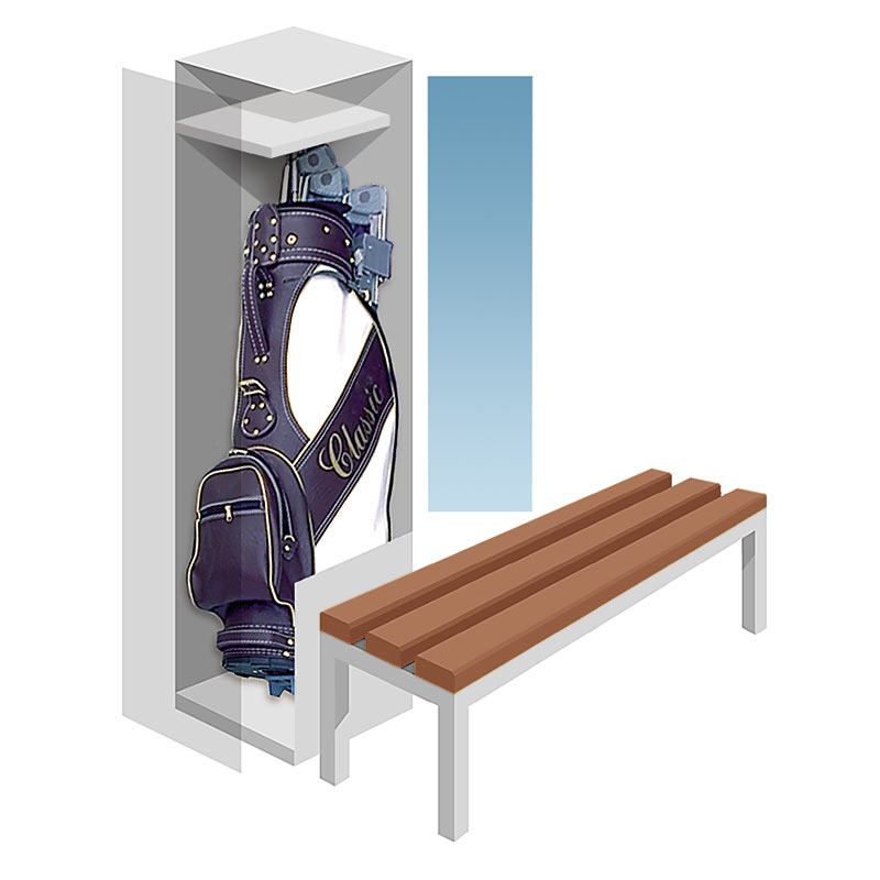 Golf bag storage base locker - exploded diagram