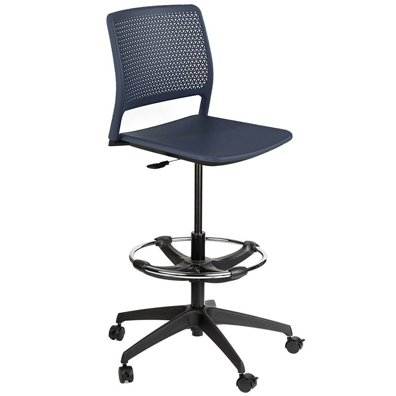 Grafton task stool with foot ring and five-star castor base - nordic