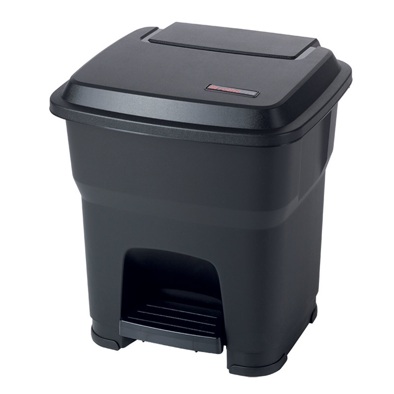 Black 35L hands-free plastic pedal bin