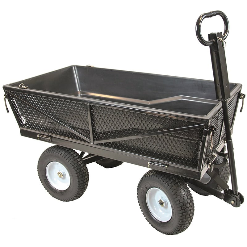 Handy mesh tipping truck with rigid plastic liner tray