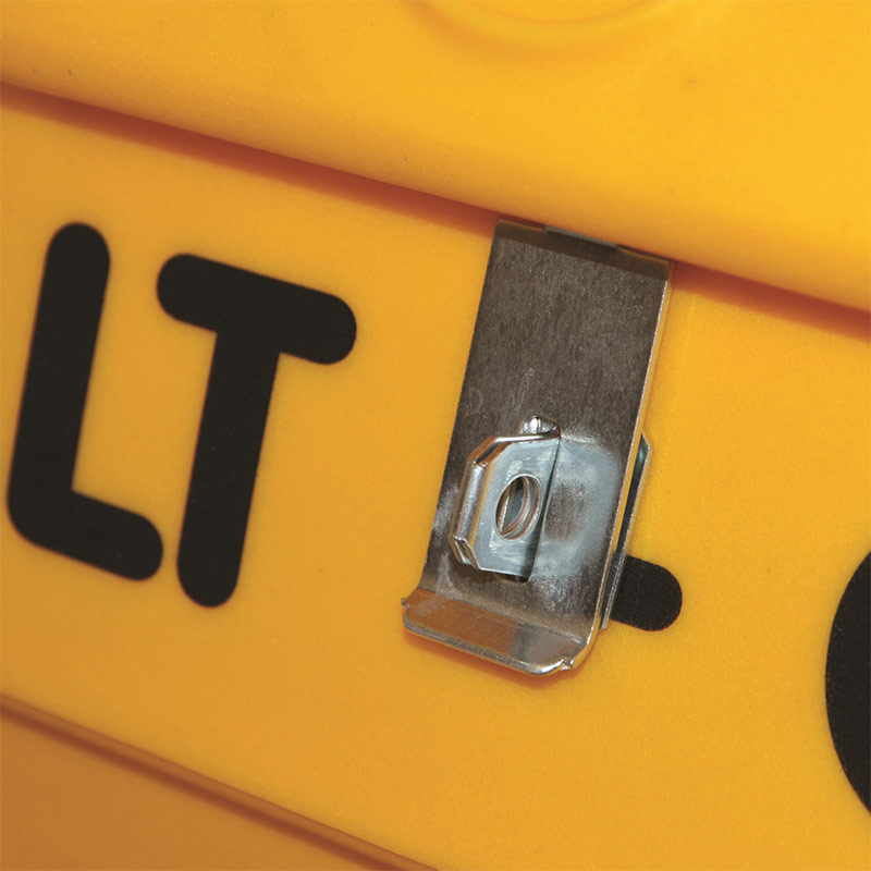 Hasp and staple on grit bin used with padlocks