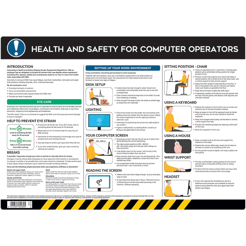 Health & Safety For Computer Operators Poster