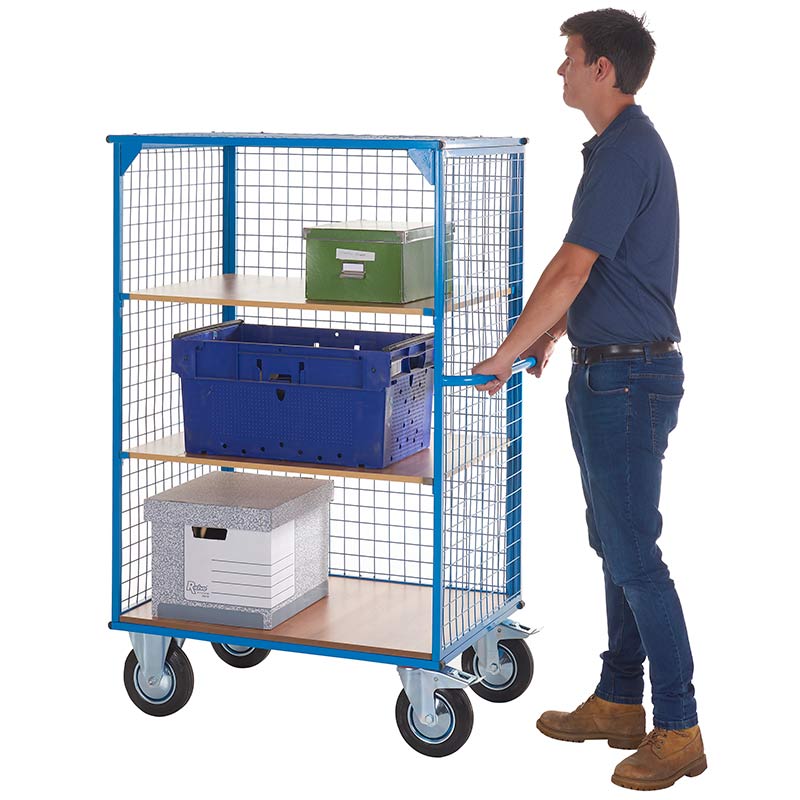 Heavy-duty distribution trolley DT603Y with DTS06S shelves