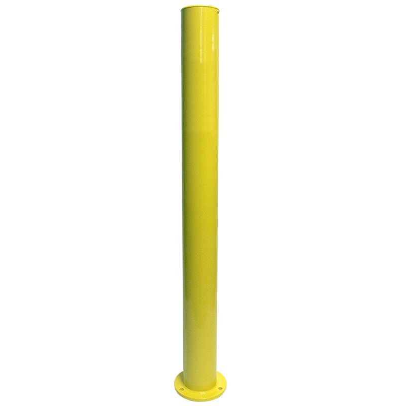 Flanged galvanised steel impact protection bollard
