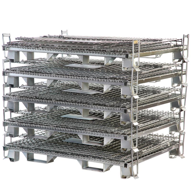 Heavy-duty pallet cages, folded and stacked 900 x 1200 x 1000mm 